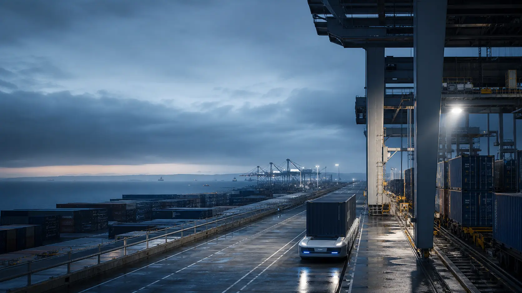 Terminal intermodal de nueva generación al amanecer